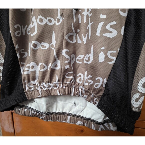 Precaryous Cycling Jersey Mens L Dirt Is Good Brown Black Zip - Picture 2 of 13
